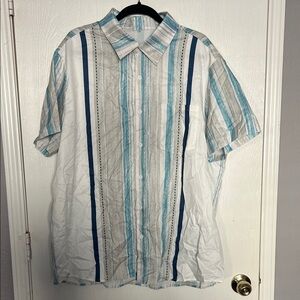 Casual Blue and White Striped Men's Shirt